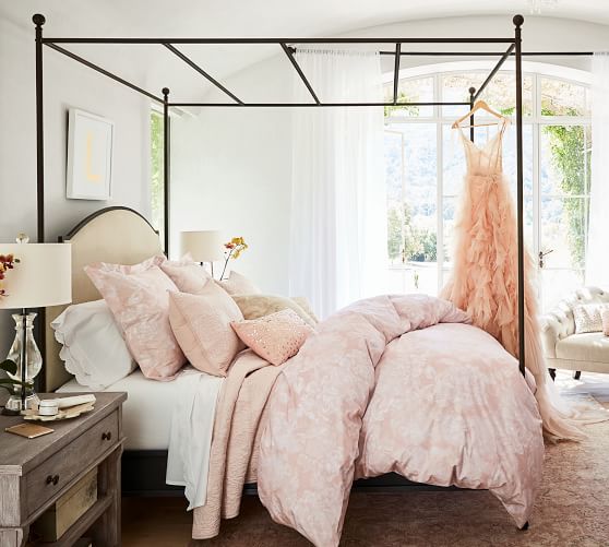 Monique Lhuillier Garden Rose Sateen Duvet Cover Shams Blush