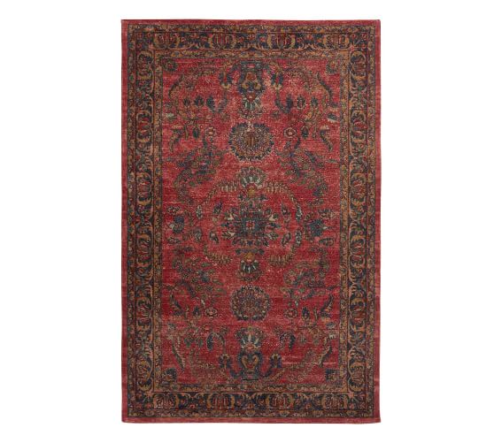 Jaclyn Printed Rug Red Multi Pottery Barn