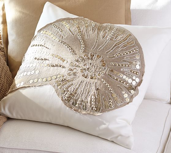 Sequin Coastal Embroidered Decorative Pillow Covers Pottery Barn