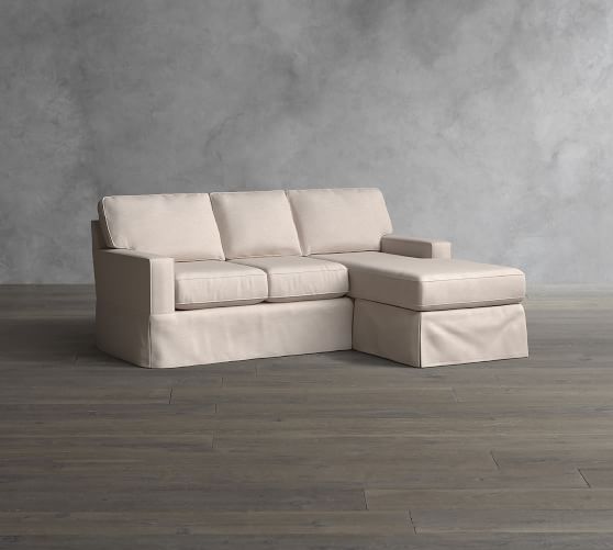 Buchanan Square Arm Slipcovered Reversible Chaise Sectional Pottery Barn