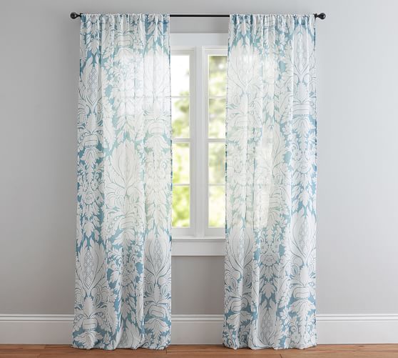 Damask Printed Sheer Curtain Pottery Barn