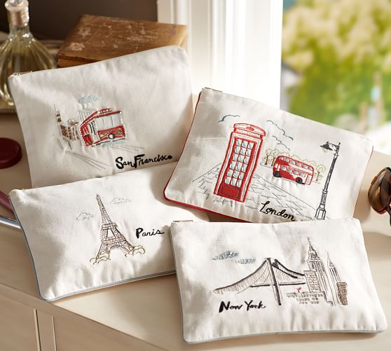 London Embroidered Pouch Travel Accessories Pottery Barn