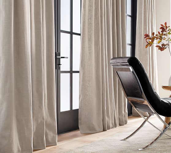 Emery Linen Cotton Pole Pocket Blackout Curtain White Pottery Barn