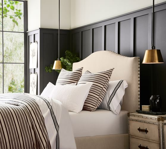 Raleigh Upholstered Curved Headboard Pottery Barn