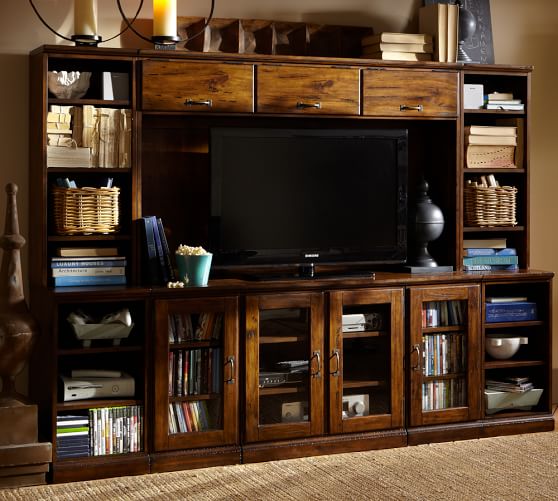 Printer S Entertainment Center With Bookcases Hutch Tuscan