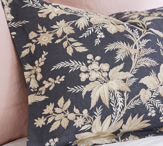 Augustine Floral Belgian Flax Linen Duvet Cover Shams Pottery Barn
