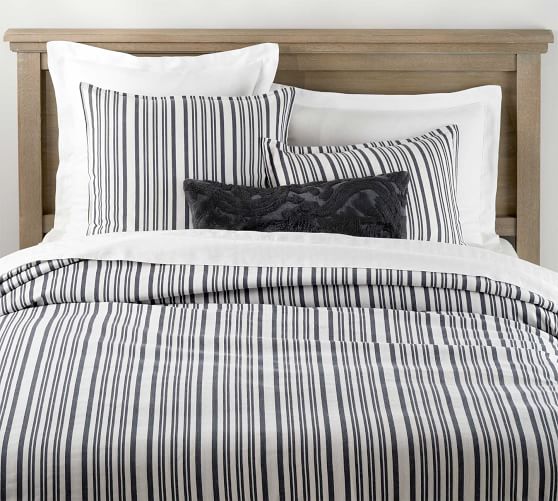 Antique Stripe Yarn Dye Cotton Patterned Duvet Cover Navy
