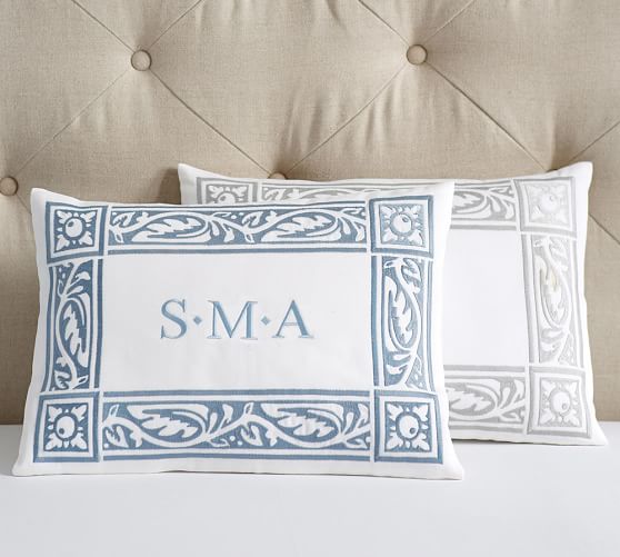 Embroidered Monogram Boudoir Pillow Cover Pottery Barn