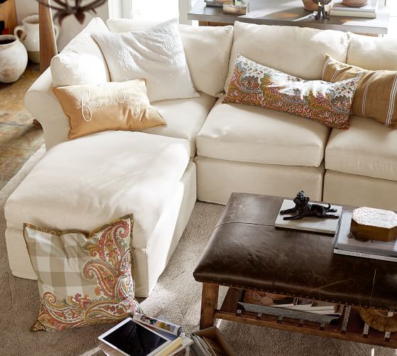 Pb Air Slipcovered 4 Piece Sofa With Chaise Sectional Pottery Barn