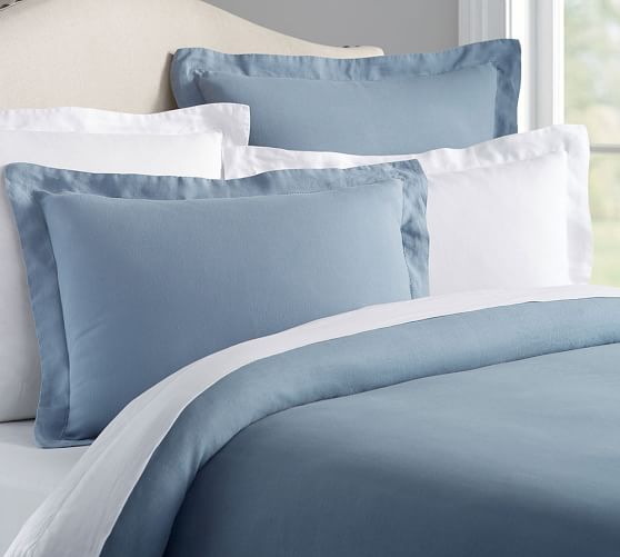 Belgian Flax Linen Duvet Cover Shams Chambray Pottery Barn