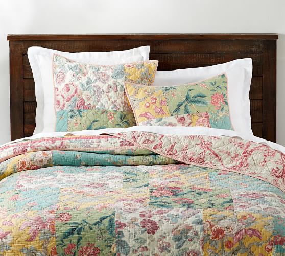 Shirley Floral Reversible Cotton Patchwork Quilt Sham Pottery Barn