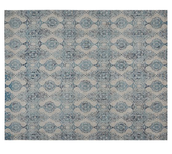Navy Geo Printed Rug Patterned Rugs Pottery Barn