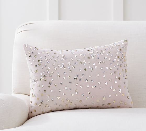 Monique Lhuillier Velvet Embellished Lumbar Decorative Pillow