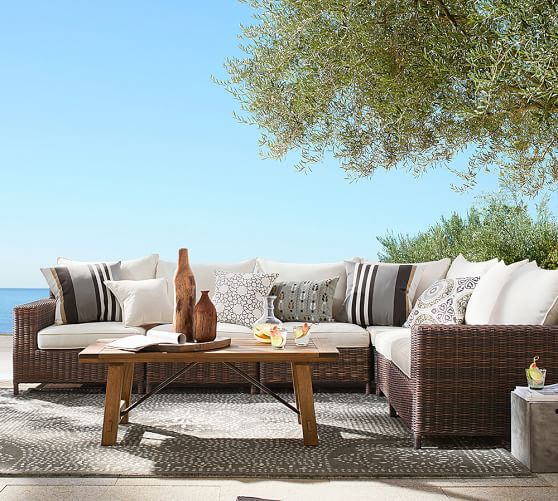 Torrey All Weather Wicker Square Arm Outdoor Sectional Components
