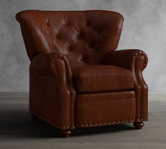 Lansing Leather Recliner Polyester Wrapped Cushions Burnished
