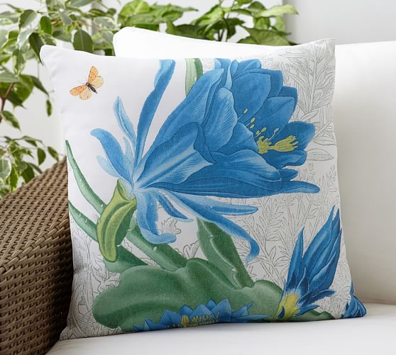 Blue Blossom Botanical Print Indoor Outdoor Pillow Pottery Barn
