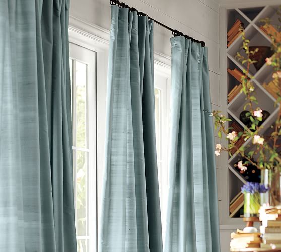 Dupioni Silk Pole Pocket Curtain Brownstone Pottery Barn