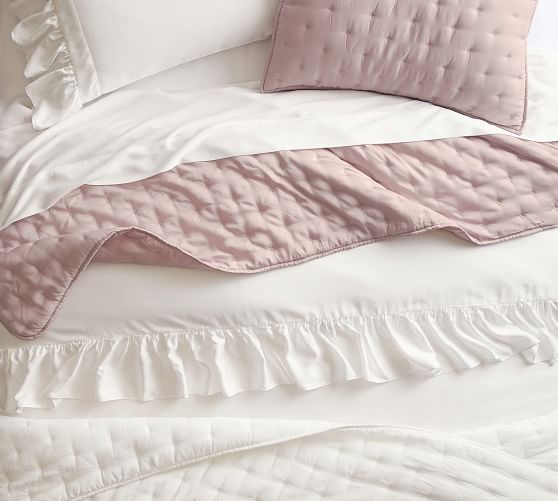 Tencel Ruffle Duvet Cover Shams Gray Pottery Barn