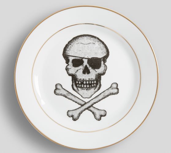 Skull And Crossbones Appetizer Plates Set Of 4 Pottery Barn