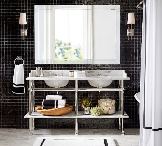 Reyes Lever Handle Widespread Bathroom Faucet Pottery Barn