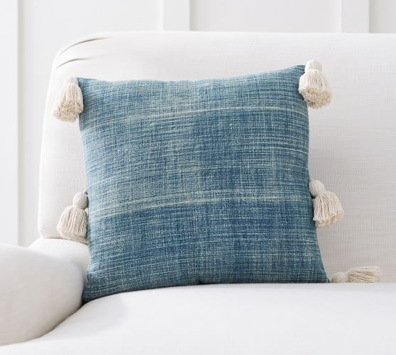 The Emily Meritt Denim Tassel Decorative Pillow Pottery Barn