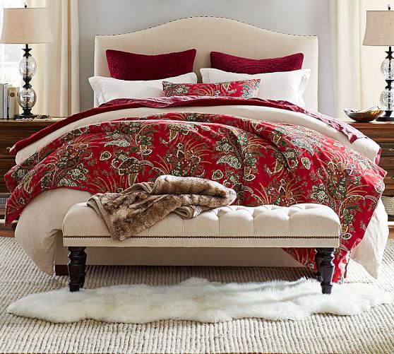 Raleigh Upholstered Curved Low Bed Pottery Barn
