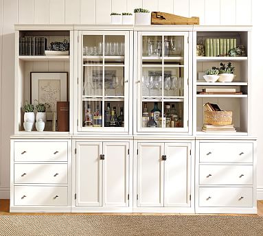Logan Wall Suite With Bookcases Glass Cabinets Pottery Barn