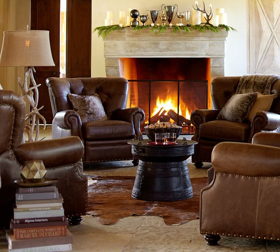 Lansing Leather Armchair Pottery Barn