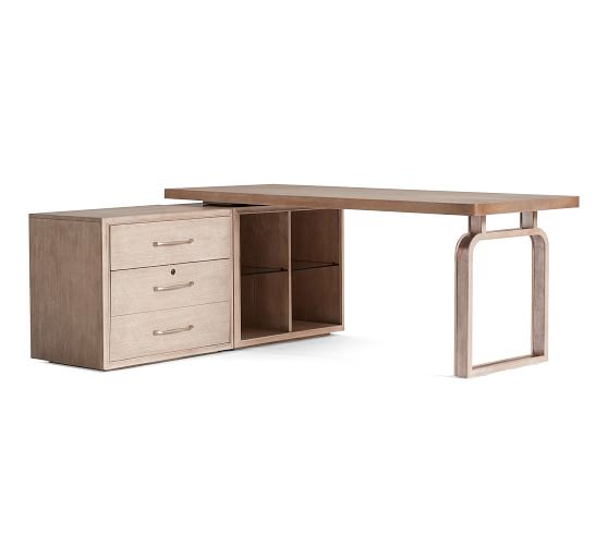 Danielle L Desk With Lateral File Cabinet Office Desk Pottery Barn