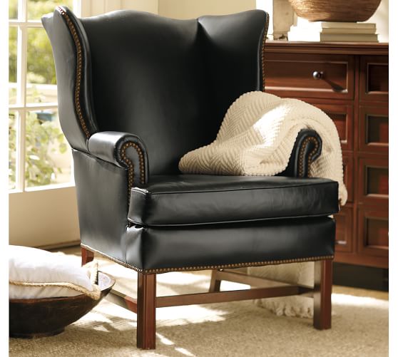 Thatcher Leather Wingback Chair Pottery Barn