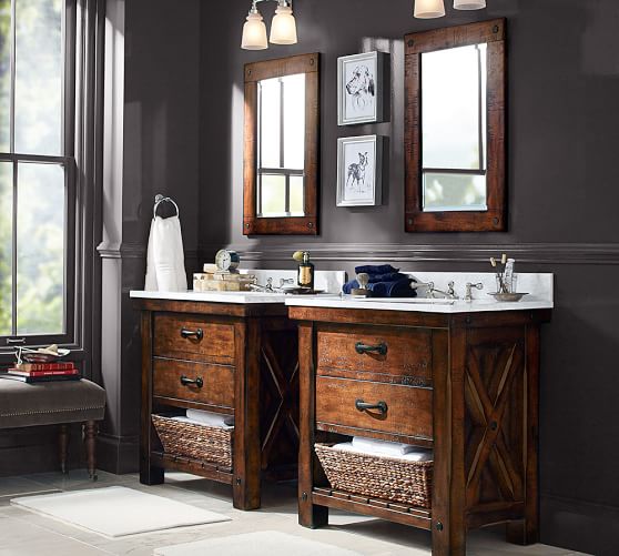 Benchwright Recessed Medicine Cabinet Rustic Mahogany Finish