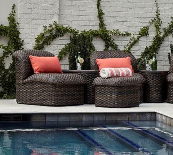 Abrego All Weather Wicker Sectional Ottoman Pottery Barn