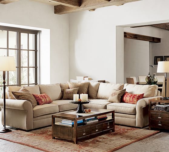 Pearce Roll Arm Upholstered 2 Piece L Shape Sectional Pottery Barn