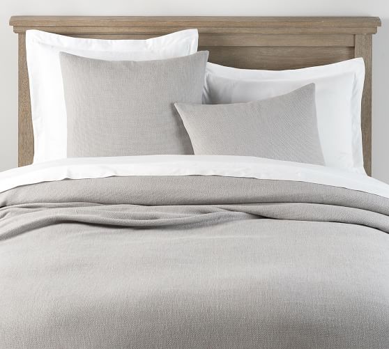 Faye Cotton Solid Duvet Cover Gray Pottery Barn