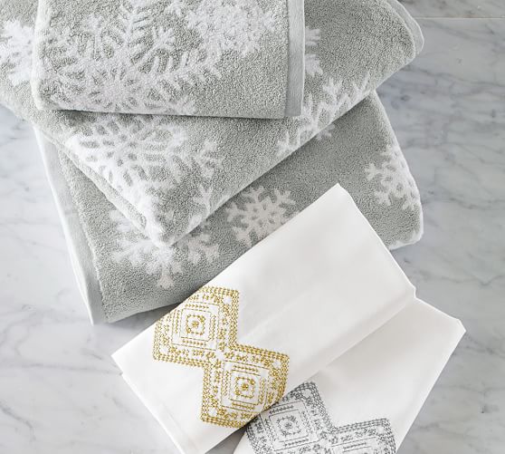 Snowflake Jacquard Bath Towels Pottery Barn