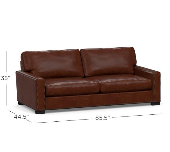 Turner Square Arm Leather Sofa With Nailheads Pottery Barn