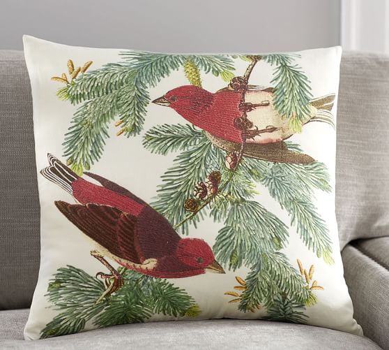 Winter Fauna Two Birds Decorative Pillow Cover Pottery Barn