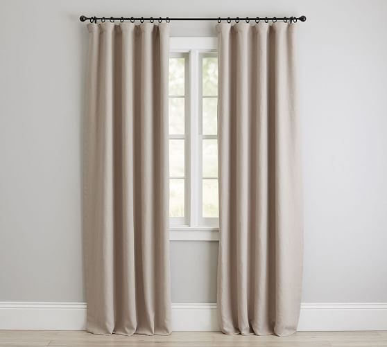 Classic Belgian Flax Linen Curtain Dark Flax Pottery Barn
