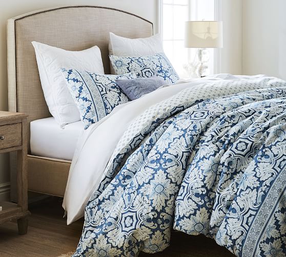 Marcel Reversible Percale Patterned Duvet Cover Sham Pottery Barn