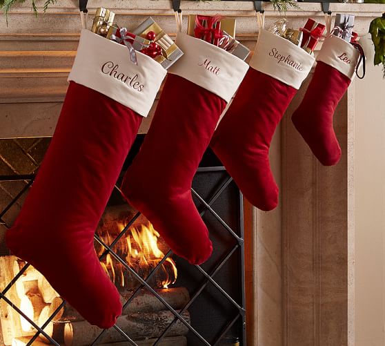 Personalized Classic Velvet Stockings Red With Ivory Cuff