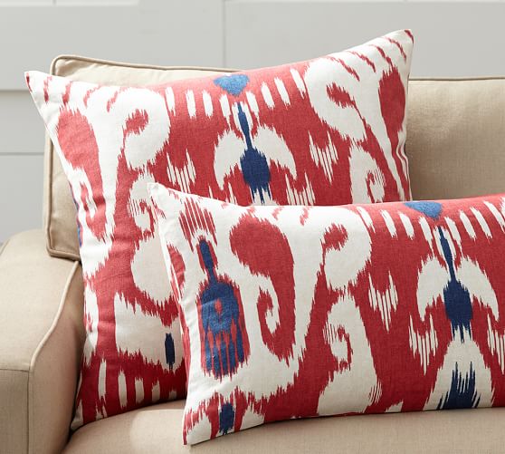 Yara Ikat Decorative Pillow Cover Blue Red Pottery Barn