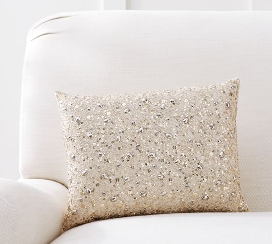 Monique Lhuillier Beaded Lumbar Decorative Pillow Pottery Barn