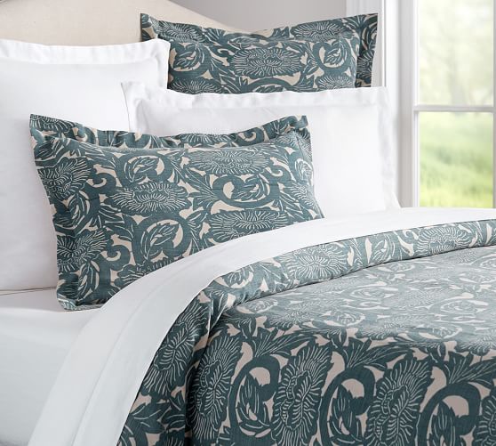 Shibori Floral Patterned Duvet Cover Shams Pottery Barn