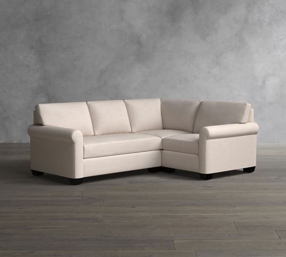 York Roll Arm Upholstered 3 Piece Corner Sectional With Bench