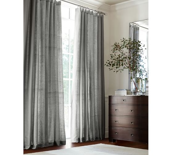 Dupioni Silk Pole Pocket Curtain Brownstone Pottery Barn