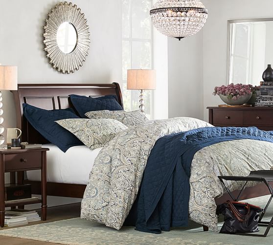 Taupe Mackenna Paisley Percale Patterned Duvet Cover Sham