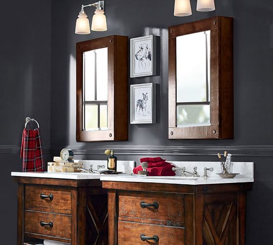 Benchwright Wall Mount Medicine Cabinet Rustic Mahogany