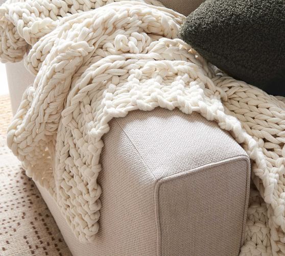Colossal Handknit Throw Blanket Pottery Barn