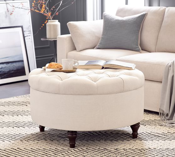 Lorraine Tufted Round Storage Ottoman Lorraine Tufted Round Storage Ottoman