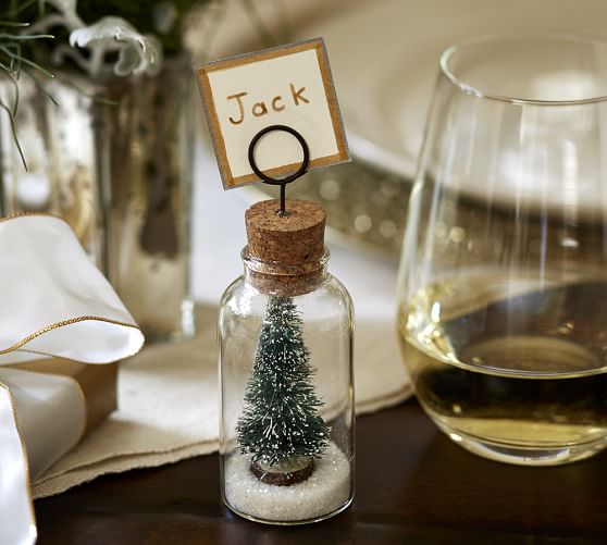 Snowy Tree Cloche Placecard Holder Set Of 4 Pottery Barn